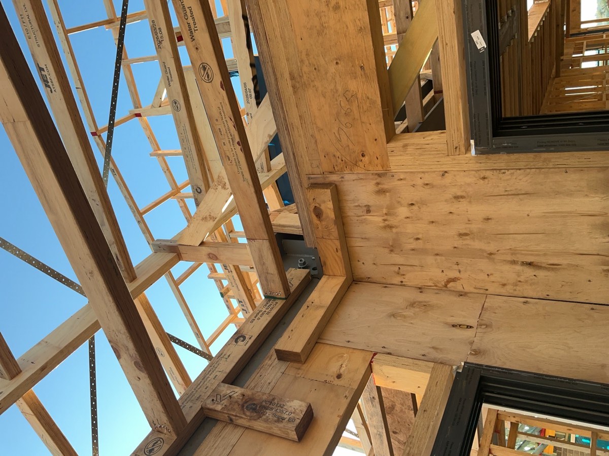 Steel beam and post connection, recorded on a frame inspection in Oran Park